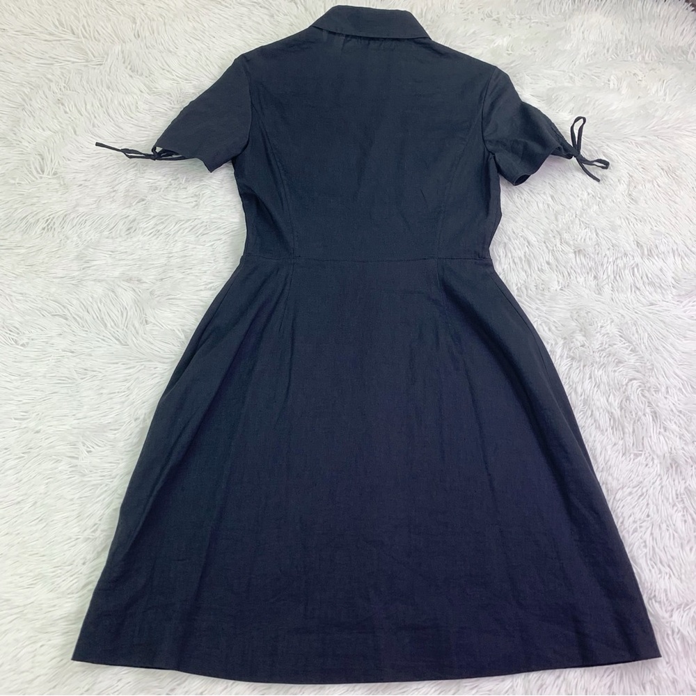 Theory short sleeve linen blend shirt Dress‎ in black button front - Picture 11 of 14